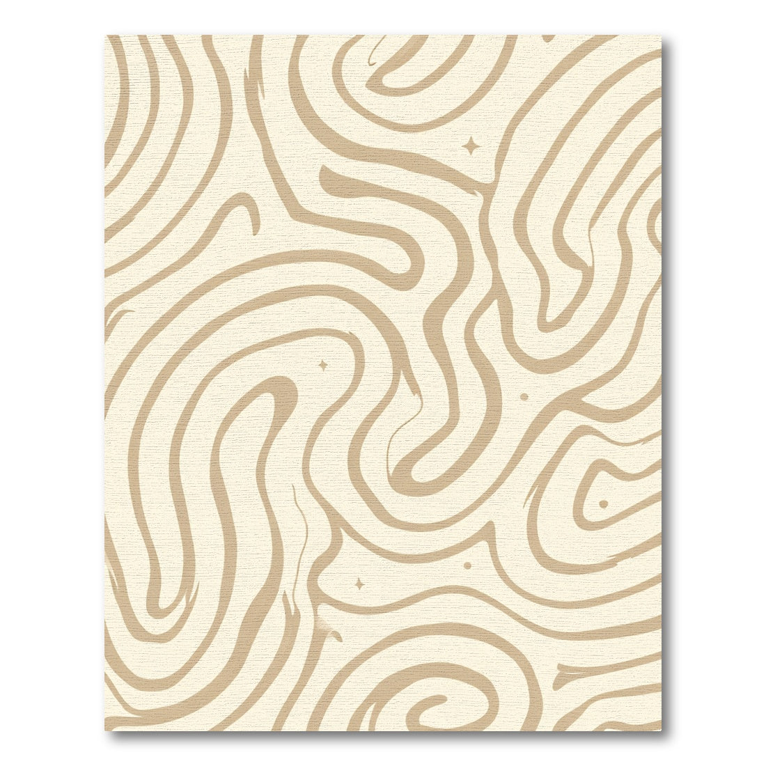 Cream Tan Swirl Mid Century Modern Rug