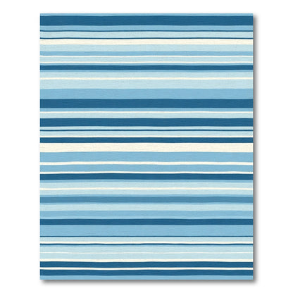Ocean Blue Varied Stripe Rug