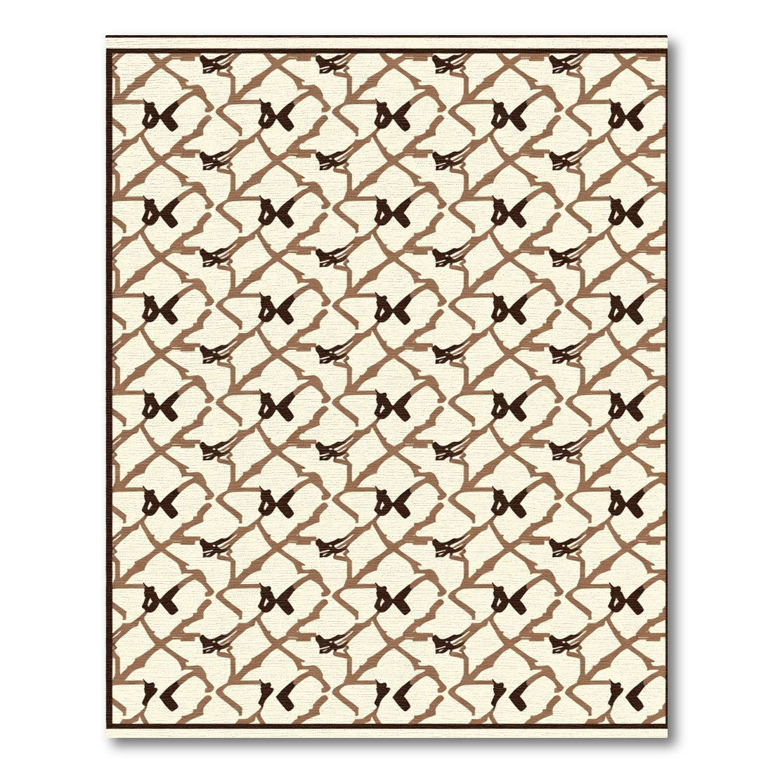 Brown Geometric Lattice Brushstroke Rug