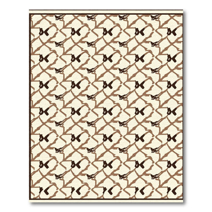 Brown Geometric Lattice Brushstroke Rug
