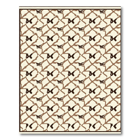 Brown Geometric Lattice Brushstroke Rug
