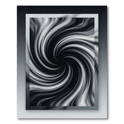Black White Swirl Abstract Vortex Rug