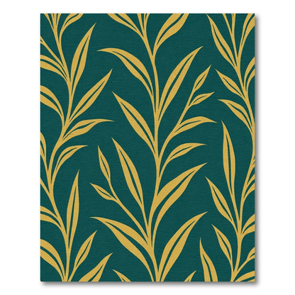 Golden Foliage on Teal Background Rug