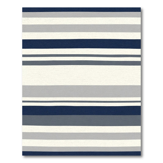 Modern Navy Gray Striped Rug