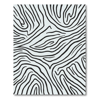 Black White Animal Print Waves Rug