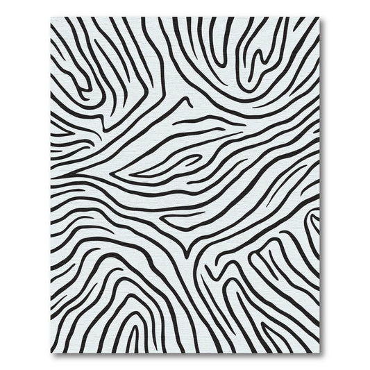 Black White Animal Print Waves Rug