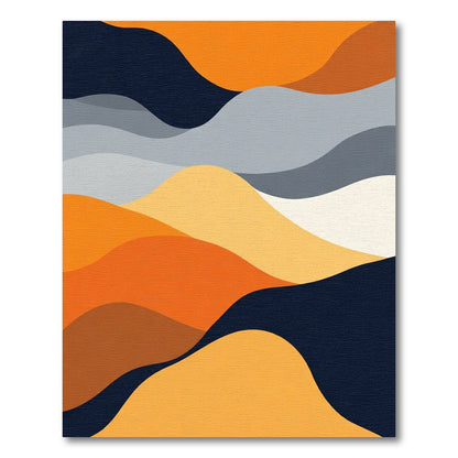 Abstract Wavy Landscape Orange Blue Rug