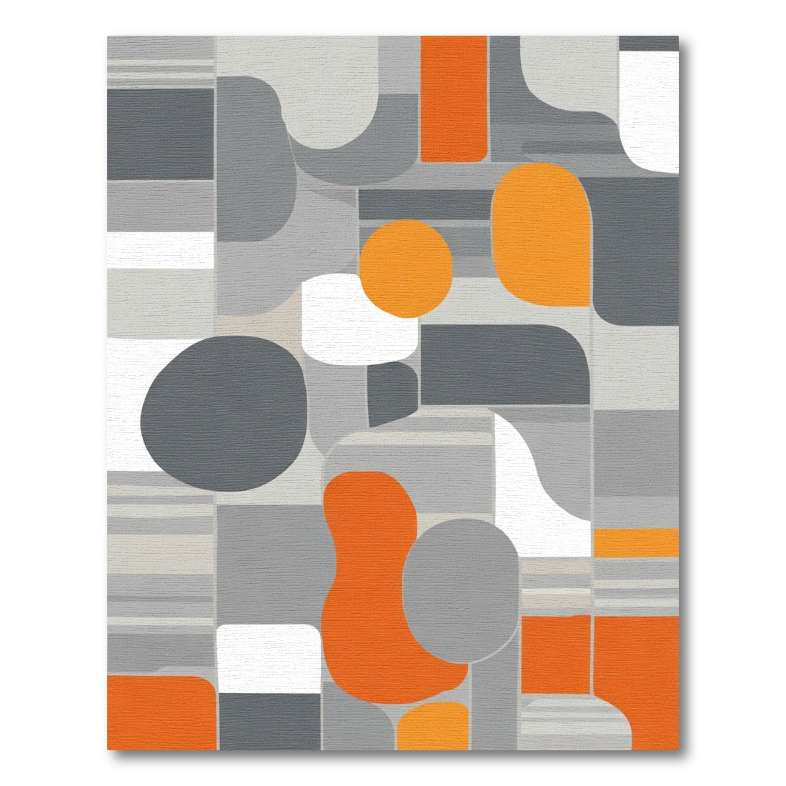 Mid Century Modern Gray Orange Forms Rug
