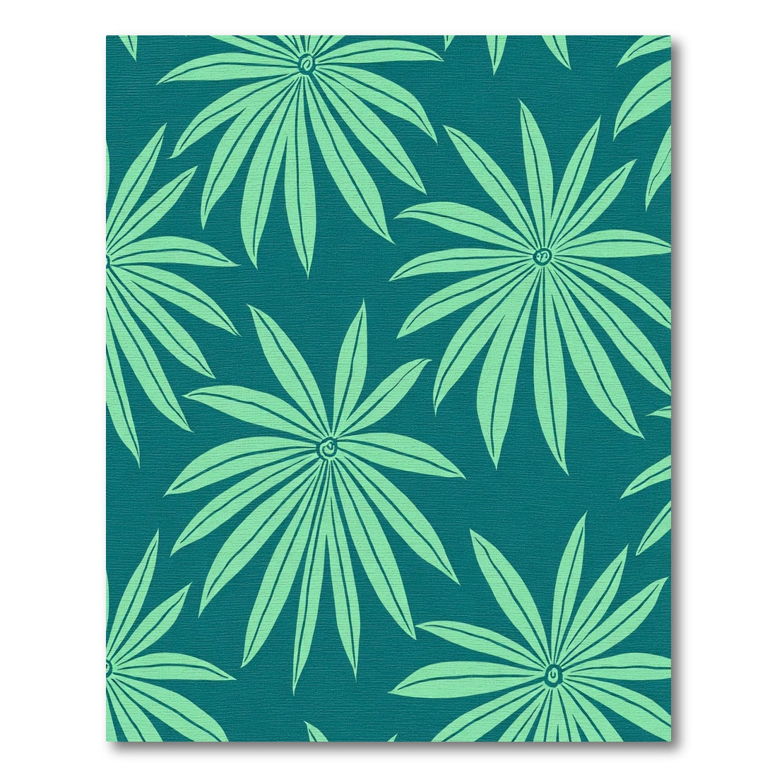 Teal Palm Leaf Starburst Rug