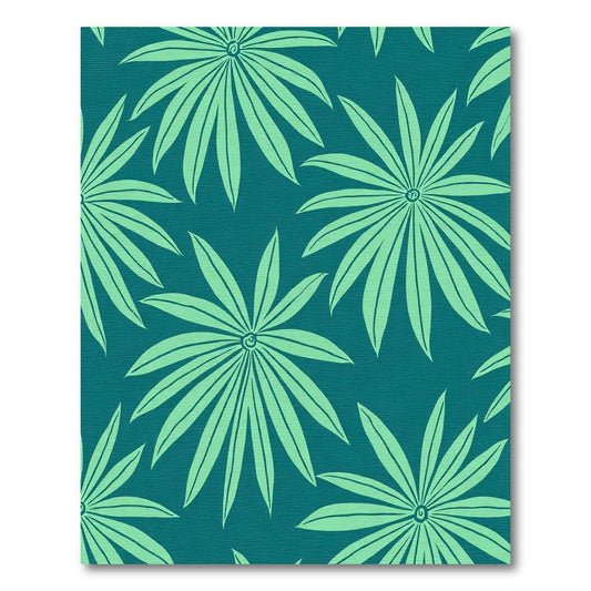 Teal Palm Leaf Starburst Rug