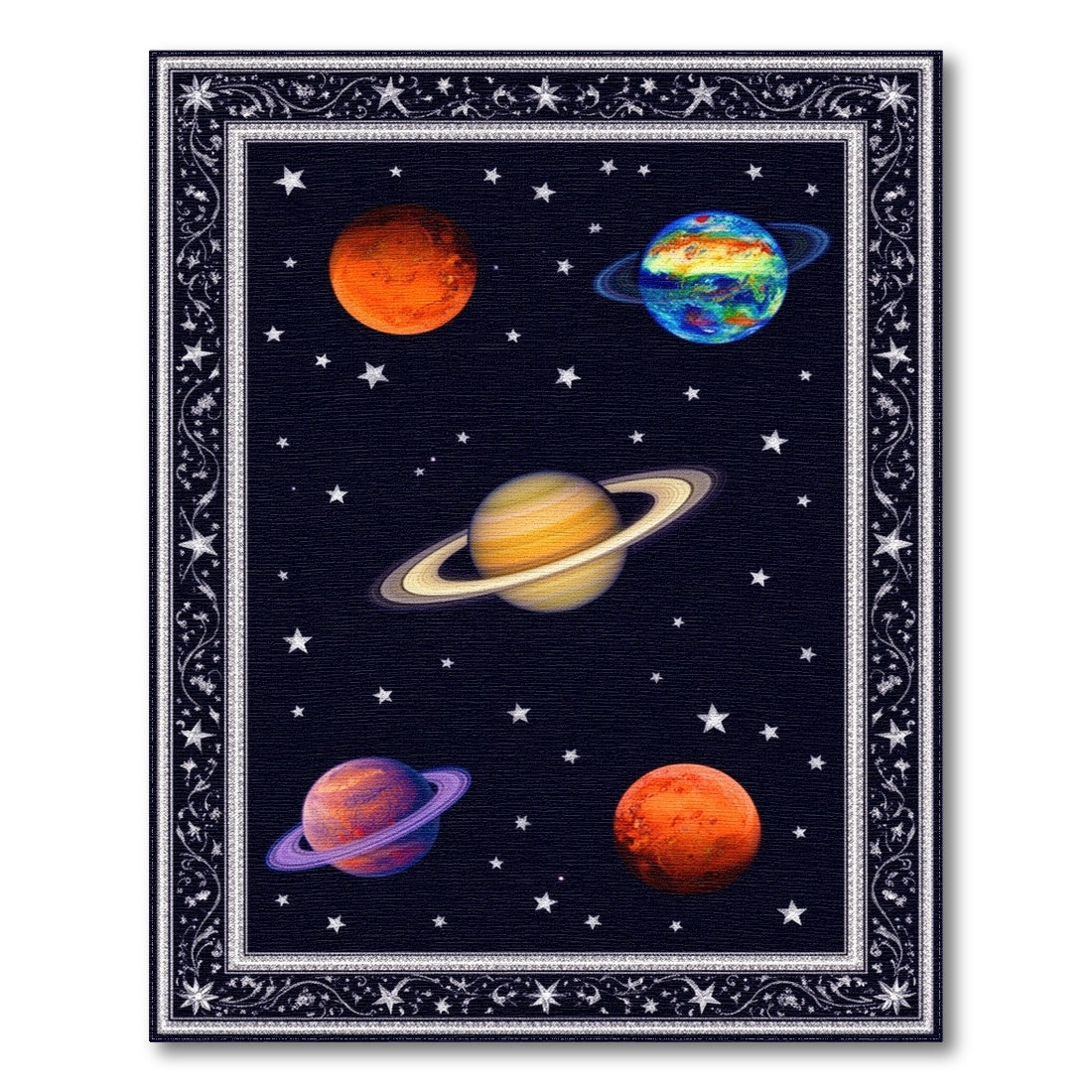 Celestial Space Planets Area Rug