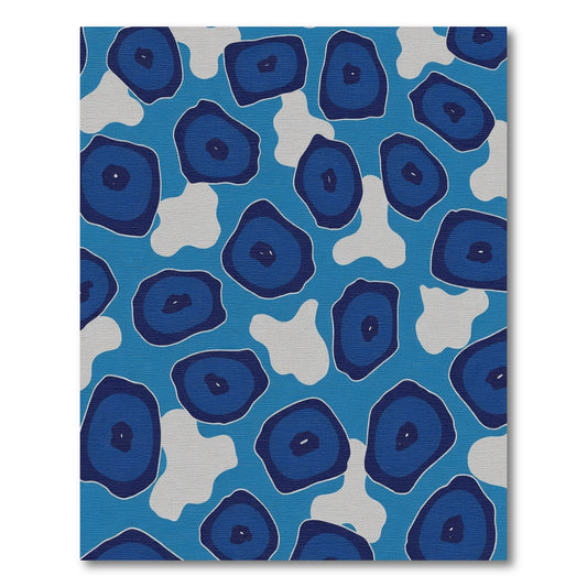 Deep Blue Organic Amorphous Shapes Rug