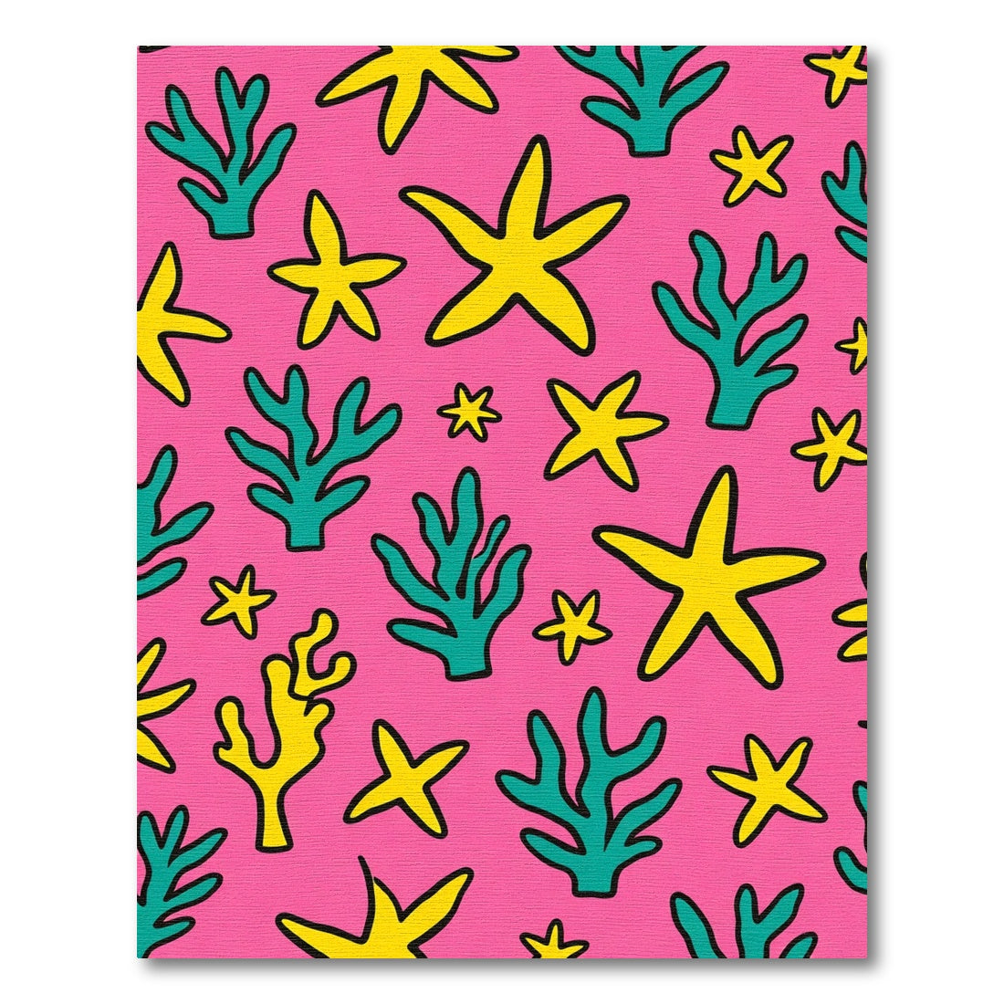 Pink Yellow Coral Starfish Collection Rug