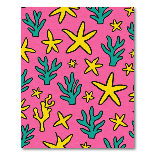 Pink Yellow Coral Starfish Collection Rug