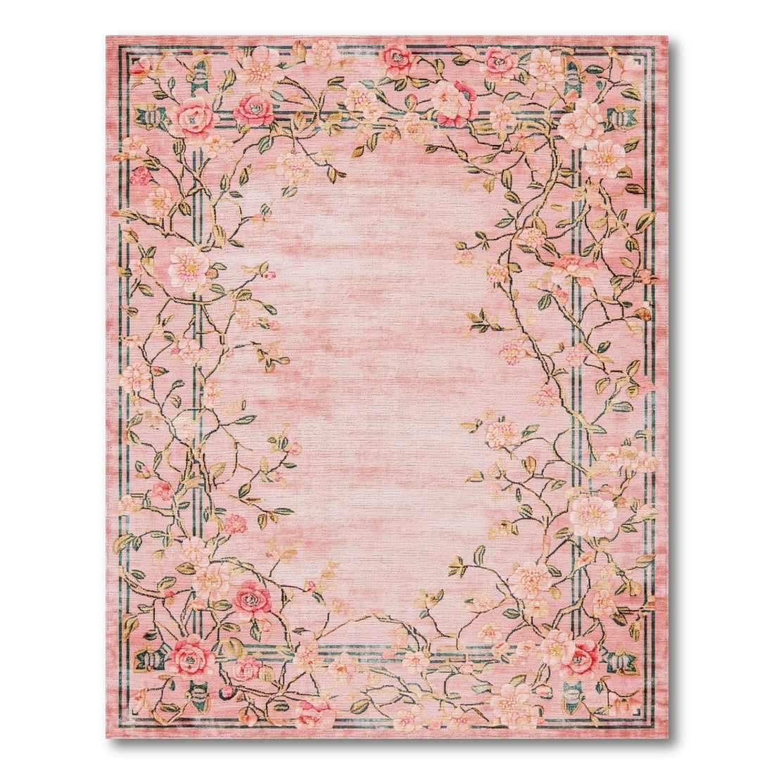 Pink Rose Floral Vintage No. 22 Area Rug
