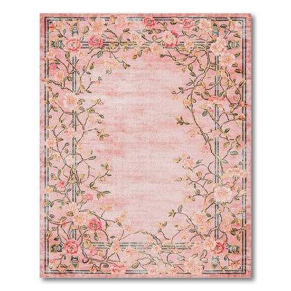 Pink Rose Floral Vintage No. 22 Area Rug