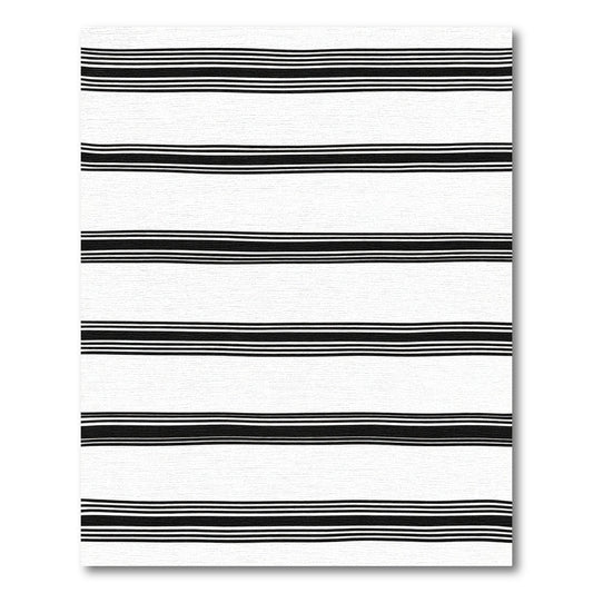 Modern Black White Striped Layout Rug