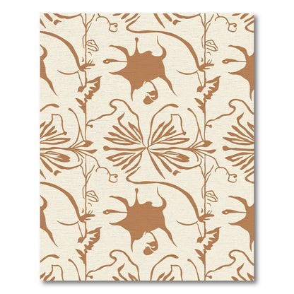 Earthy Tan Abstract Floral Vine Rug
