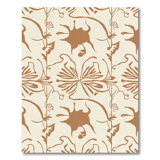 Earthy Tan Abstract Floral Vine Rug