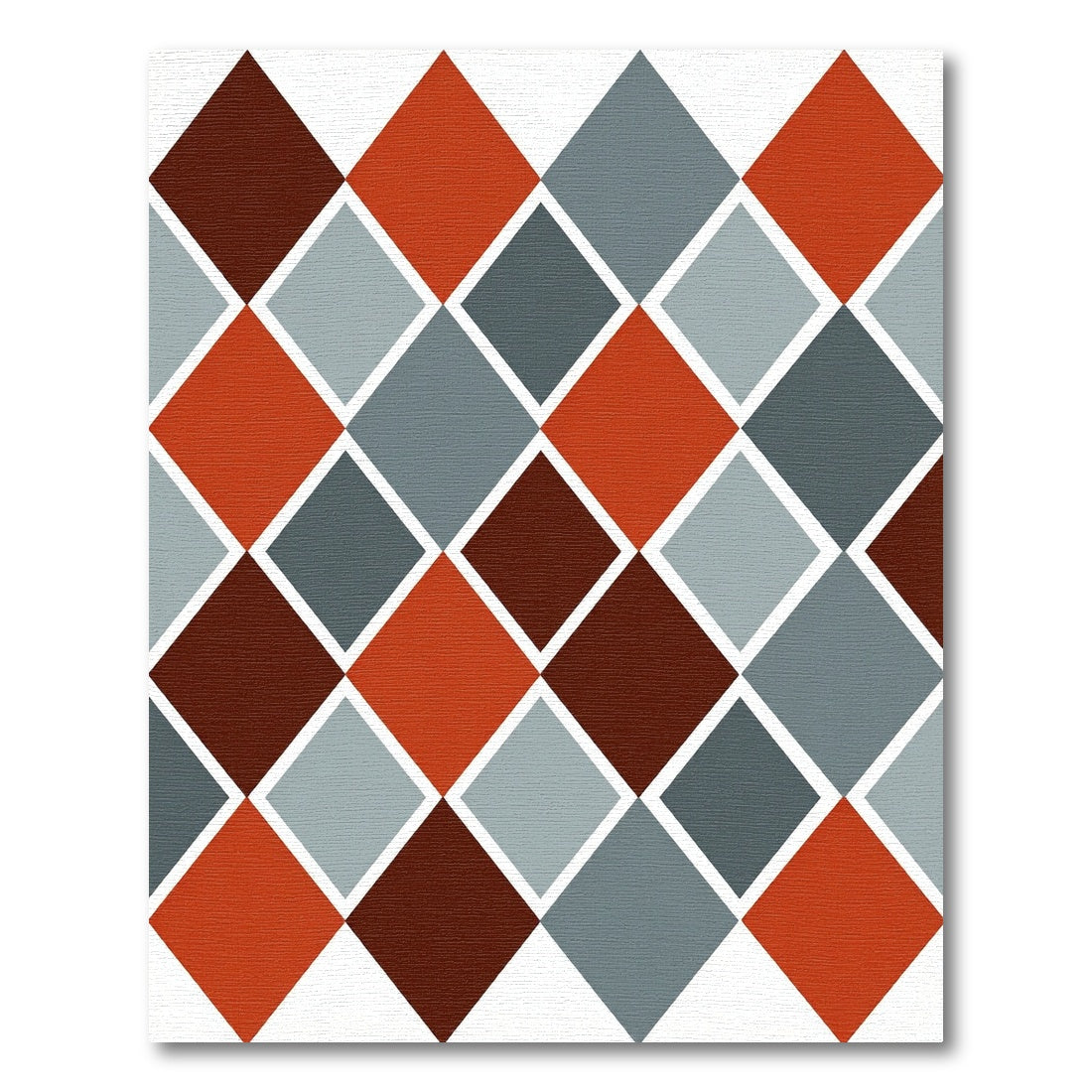 Geometric Diamond Harlequin Teal Red Rug