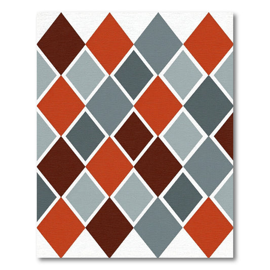 Geometric Diamond Harlequin Teal Red Rug