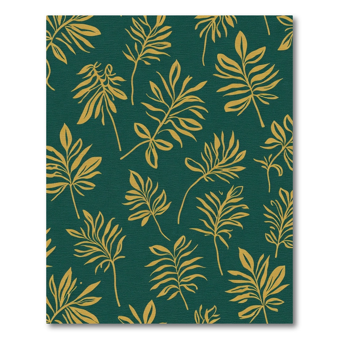 Emerald Green Gold Tropical Foliage Rug