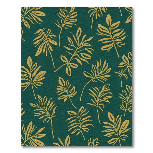 Emerald Green Gold Tropical Foliage Rug