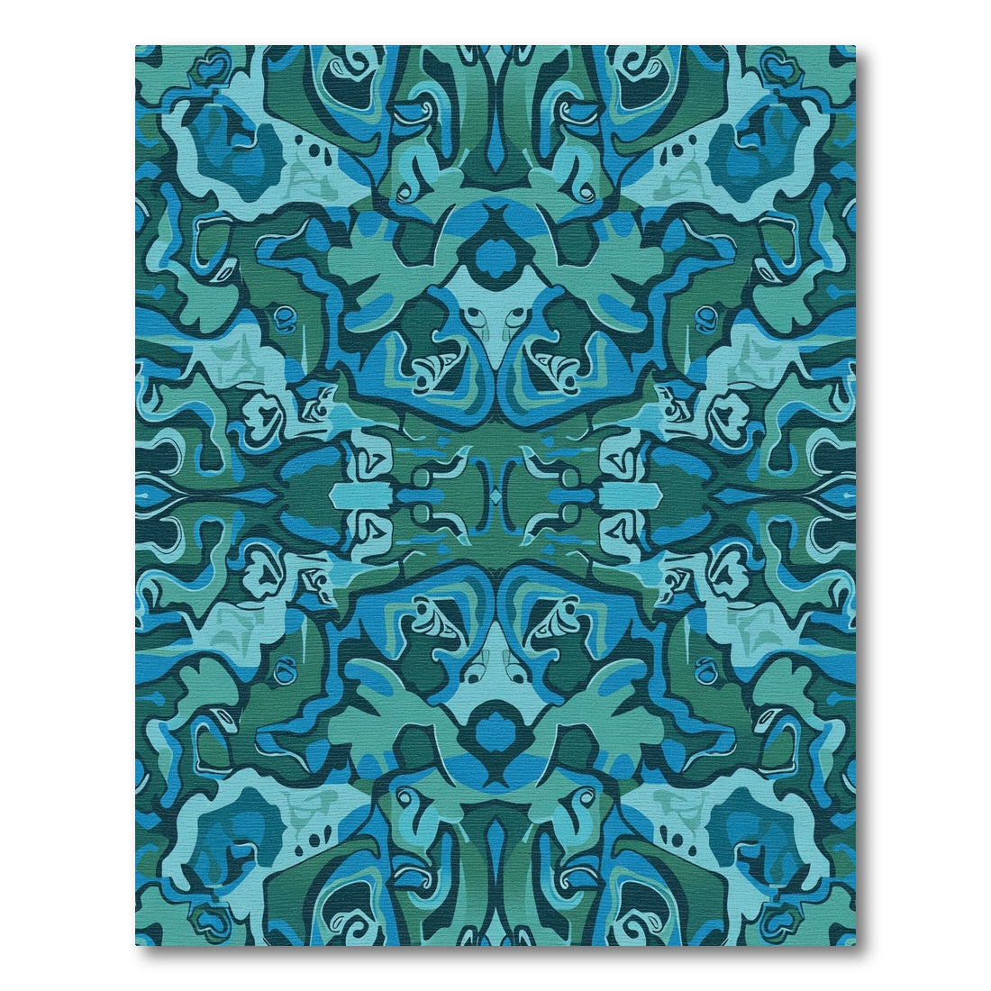 Deep Teal Organic Swirl Collage Rug