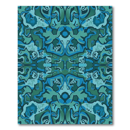 Deep Teal Organic Swirl Collage Rug