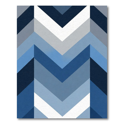 Geometric Chevron Blue Gradient Rug