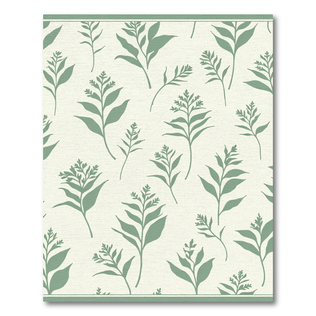 Sage Green Botanical Leaf Scatter Rug