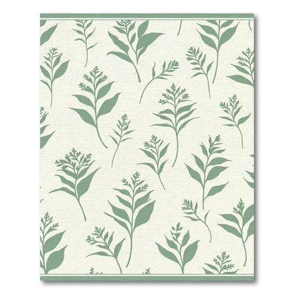 Sage Green Botanical Leaf Scatter Rug