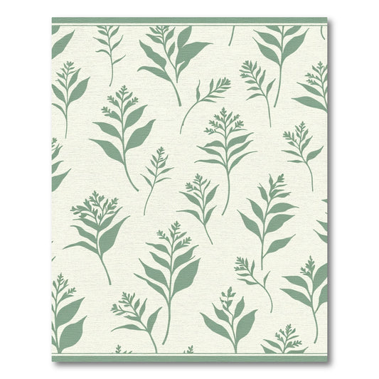 Sage Green Botanical Leaf Scatter Rug