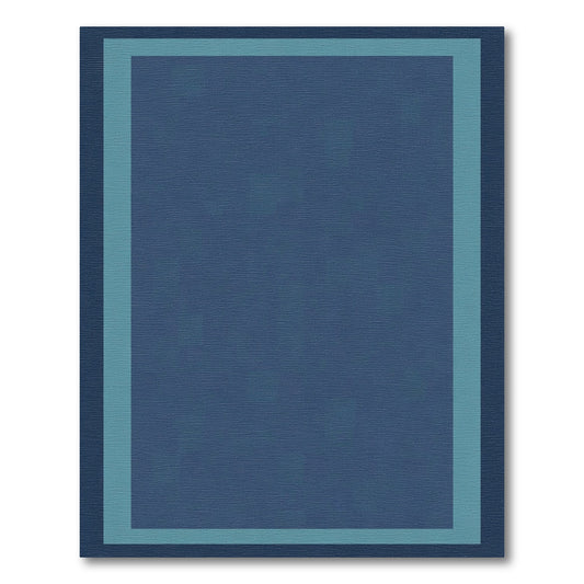 Deep Blue Border Geometric Rug