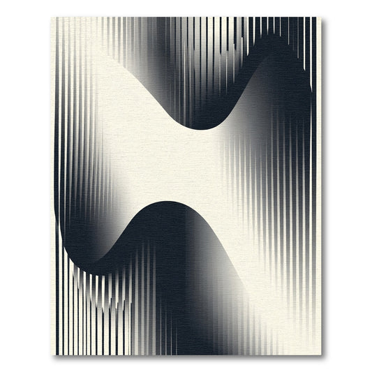 Monochrome Abstract Wave Lines Rug