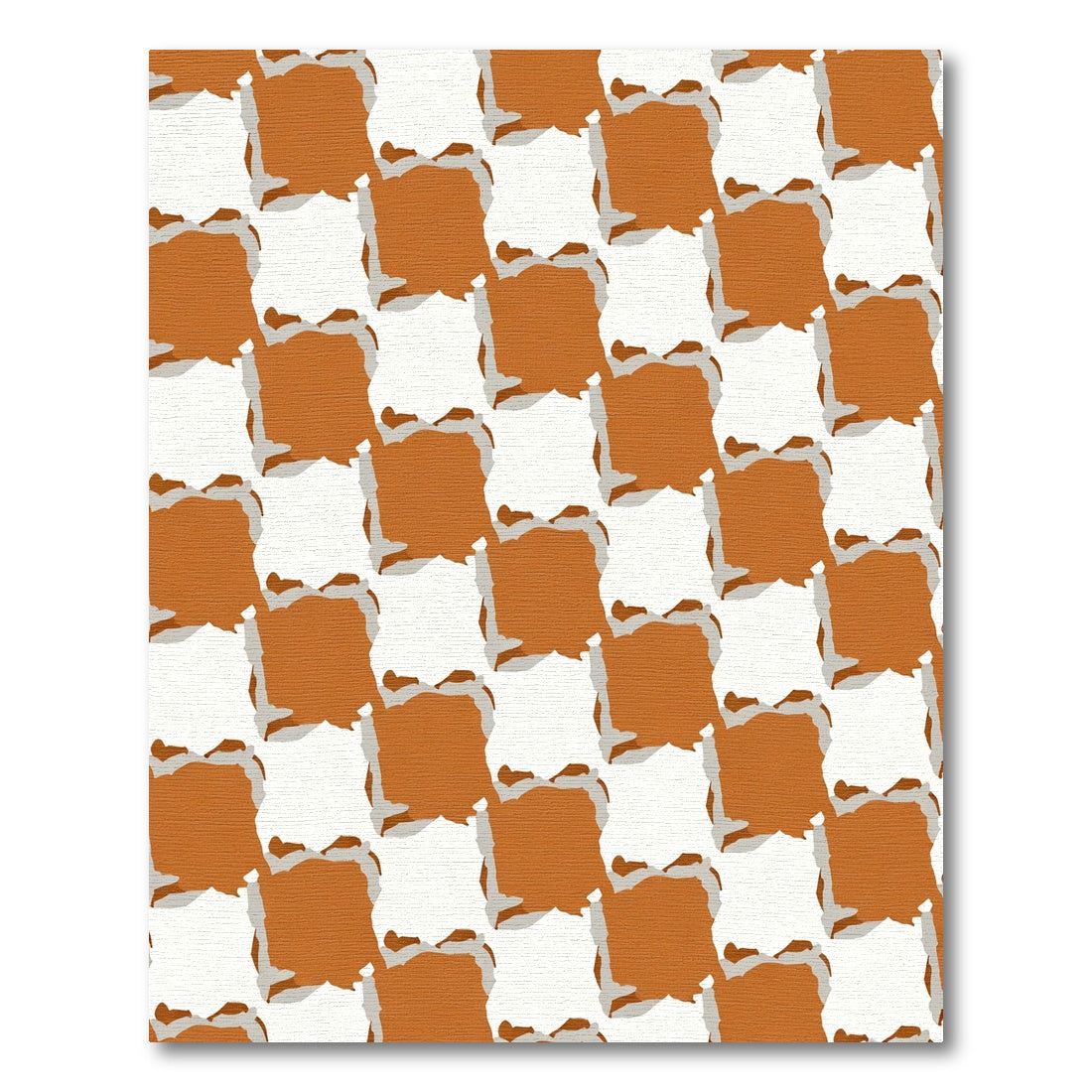 Terracotta White Jagged Checkered Rug