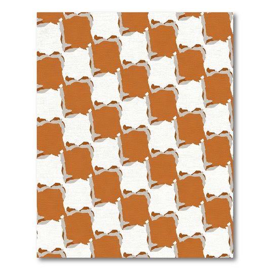 Terracotta White Jagged Checkered Rug