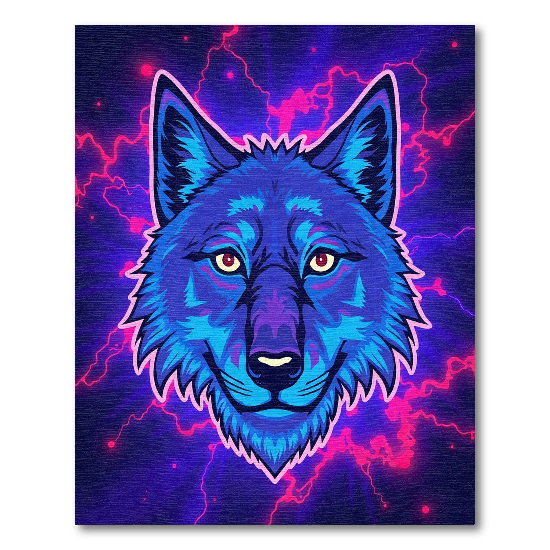 Electric Blue Wolf Lightning Aura Rug