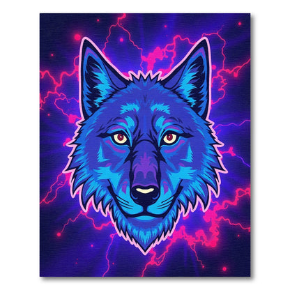 Electric Blue Wolf Lightning Aura Rug