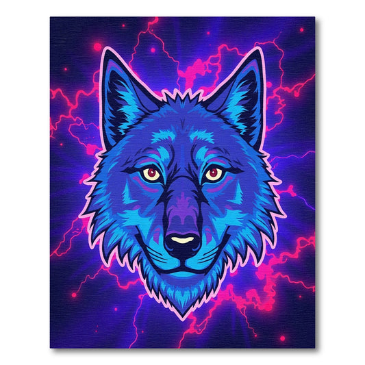 Electric Blue Wolf Lightning Aura Rug