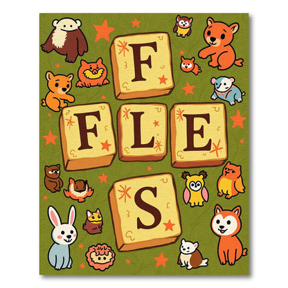 Whimsical Animals and Letter Tiles Rug