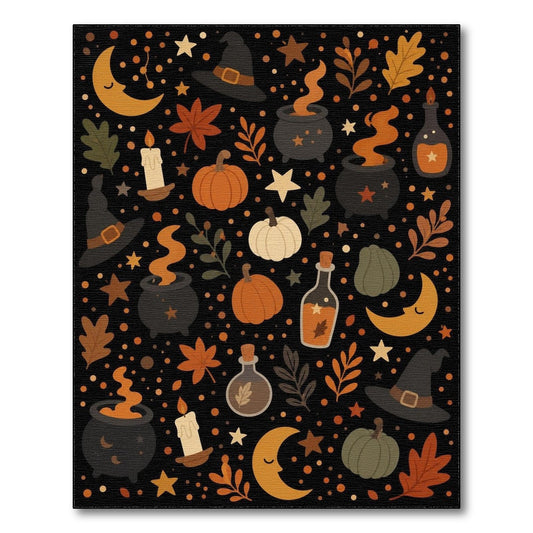 Halloween Witch Cauldron Pumpkin Area Rug