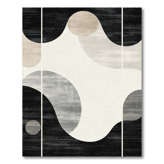 Black and White Black White Abstract Geometric Area Rug