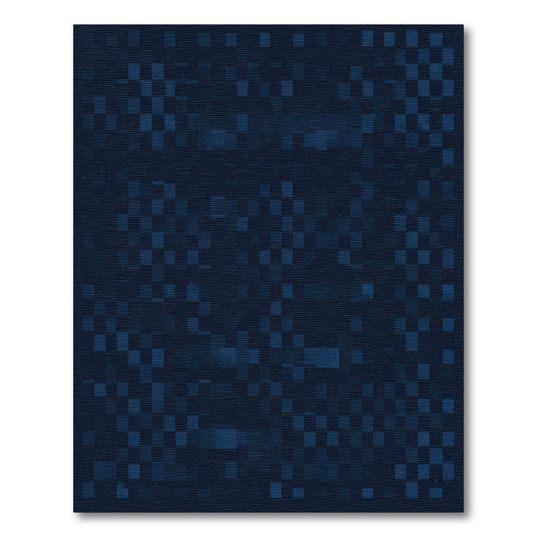 Deep Blue Distorted Checkered Rug