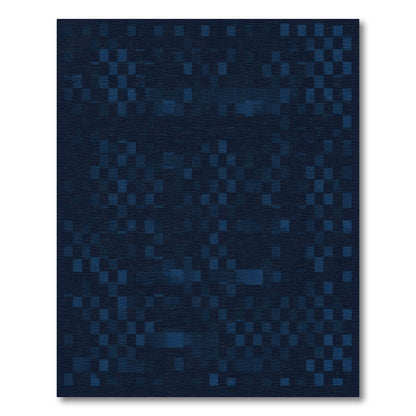 Deep Blue Distorted Checkered Rug