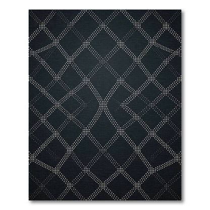 Deep Gray Dot Diamond Lattice Rug