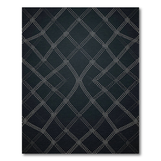 Deep Gray Dot Diamond Lattice Rug