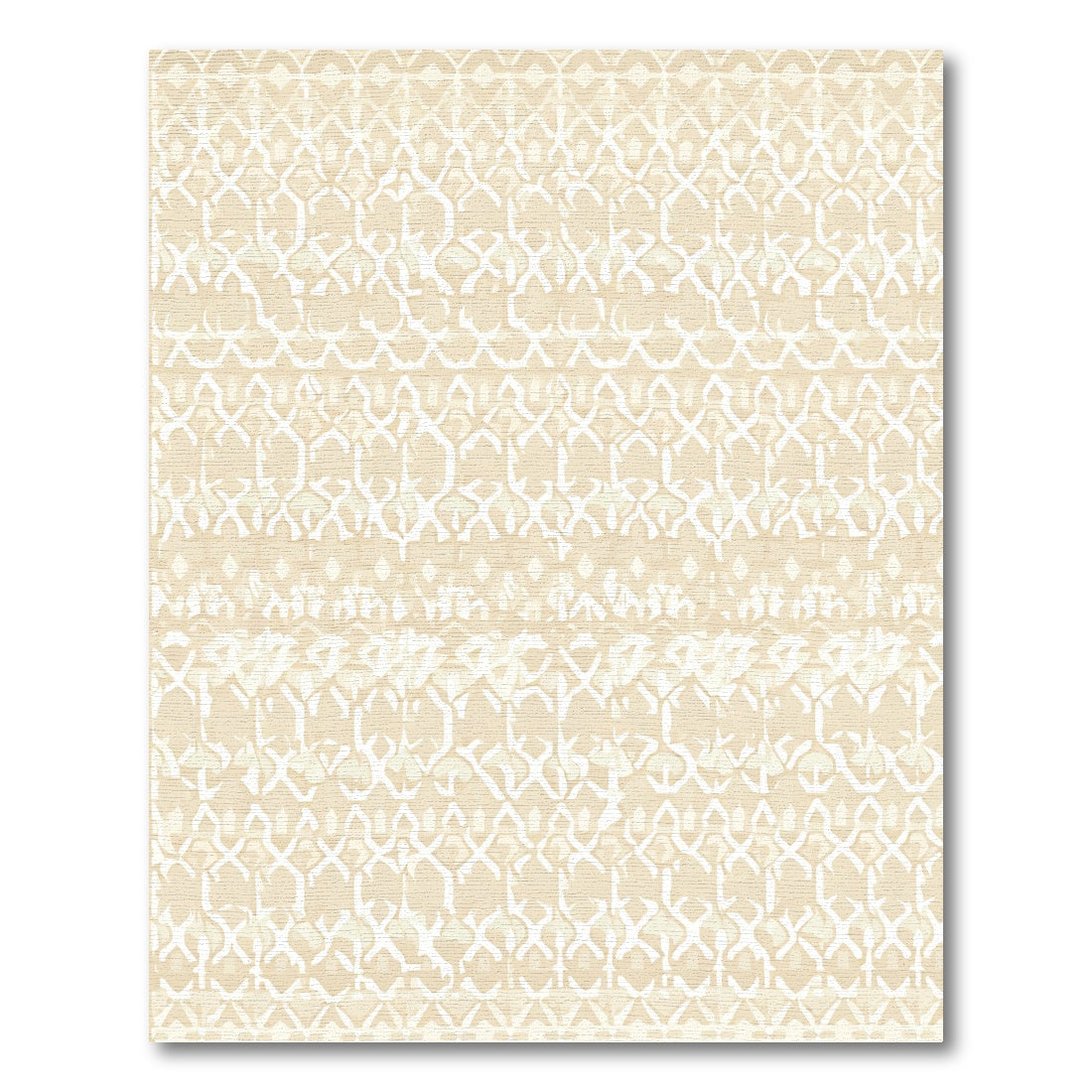 Tan Textured Geometric Stripe Rug