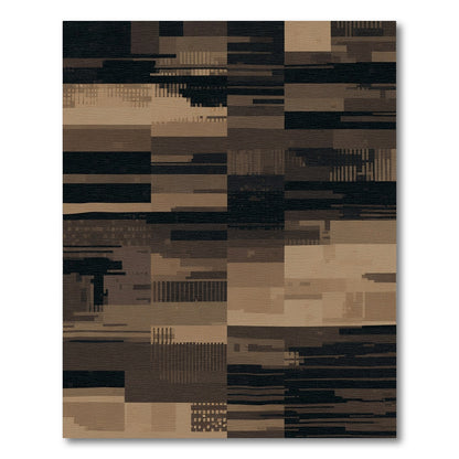 Textured Brown Geometric Tile Rug