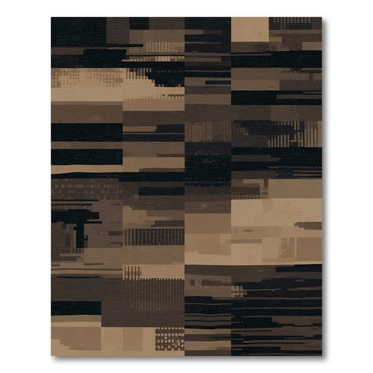 Textured Brown Geometric Tile Rug